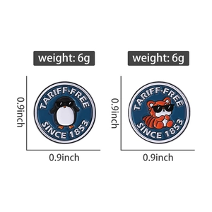 Vue détaillée des pins en émail pingouin et panda roux, 2,3 cm avec mesure de 6g
