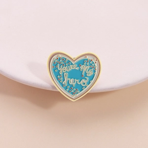 You're My Hero Spilla a Cuore in Smalto Blu Lega di Zinco Spilla da Risvolto Distintivo Geometrico per Accessori Abbigliamento Gioielli di Moda Regalo