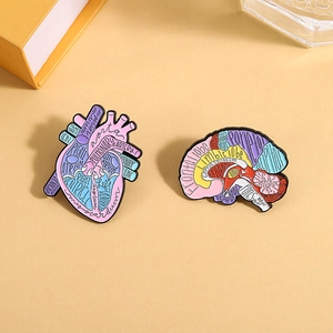 Anatomical Brain And Heart Enamel Brooch Pin Medical Science Jewelry Colorful Organ Badge For Doctors Nurses Students Gift