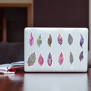Stickers plumes imperméables style bohème pour décoration d'ordinateur et guitare