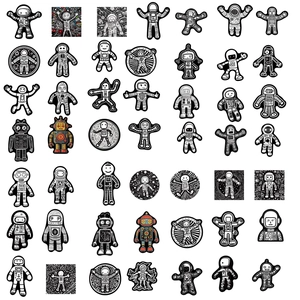 50pcs waterproof astronaut and robot graffiti stickers for laptops and guitars