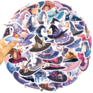 50pcs waterproof magic wizard hat stickers for laptop and guitar DIY decoration
