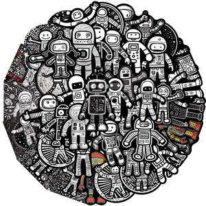 Pack of 50 space astronaut and robot graffiti stickers for laptops and luggage DIY