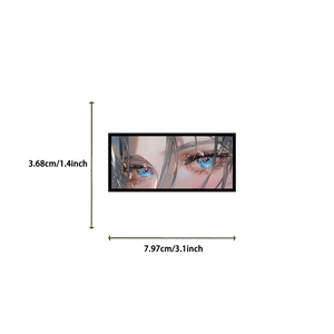 Detail of waterproof eye graffiti sticker showing precise dimensions and artistic blue eyes