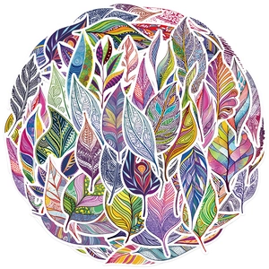 50 autocollants de feuilles bohèmes colorés pour ordinateurs et guitares, étanches et DIY