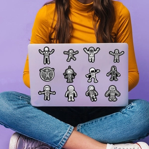 50 Astronaut and robot graffiti stickers for laptop and guitar DIY decoration