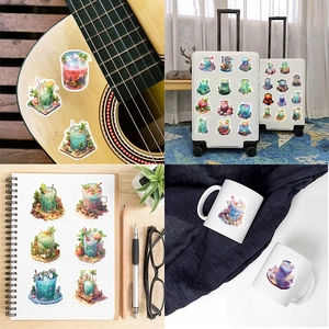 50pcs waterproof miniature cup stickers for guitar, laptop and luggage decoration