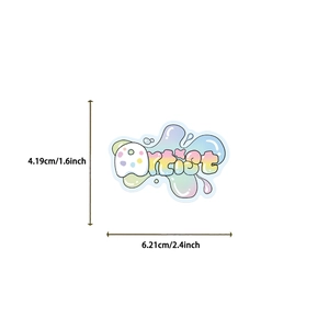 Vista dettagliata di un adesivo arcobaleno Artist con icona tavolozza e dimensioni