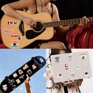50 waterdichte rock drumstickers voor gitaar, laptop en skateboard decoratie