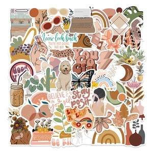 50pcs bohemian boho style waterproof stickers with rainbows and aesthetic designs