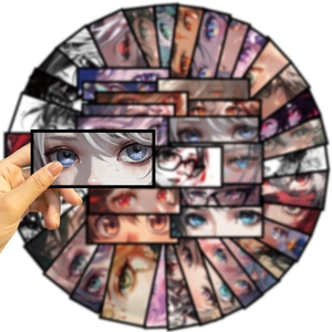 50pcs waterproof anime eye stickers for decorating laptops and guitars in various colors