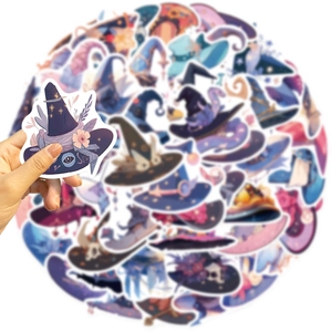 50pcs waterproof wizard hat graffiti stickers for laptop guitar DIY decoration