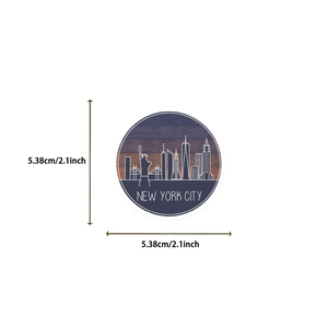 Runder New York Skyline Aufkleber mit 5,38 cm Durchmesser und Größenangabe