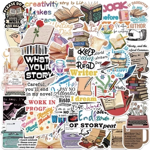Retro Literary Writer Theme Stickers Waterproof PVC Decals For Laptop Suitcase Guitar Journal Scrapbooking Book Lover Gift