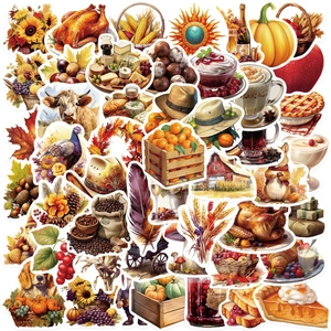 Adesivi per il Ringraziamento Autunno Raccolto Impermeabili in Vinile Zucca Tacchino Graffiti Decalcomanie per Laptop Bagaglio Chitarra Scrapbooking DIY Decorazione