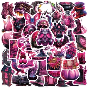 Gothic Magie Stickers Waterdicht Roze Paars Zwart Heks Graffiti Decals Voor Laptop Koffer Gitaar Journal DIY Decor
