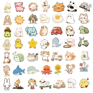 Lot de 100 autocollants d'animaux mignons à l'aquarelle pour ordinateur et guitare