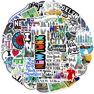 50 wasserfeste New York Graffiti Aufkleber mit Freiheitsstatue und berühmten Wahrzeichen