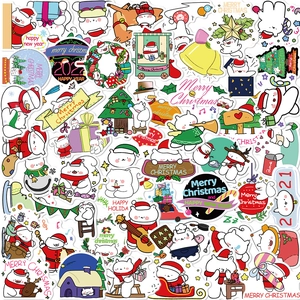 Adesivi Natalizi a Fumetti Impermeabili in Vinile PVC per Laptop Bagagli Chitarra Skateboard Decorazione Fai da Te Regalo Varietà