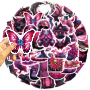 50 stuks gothische paars-zwarte waterdichte stickers voor laptop en gitaar decor