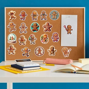 Pack of 50 waterproof cartoon gingerbread man stickers for laptops and guitars
