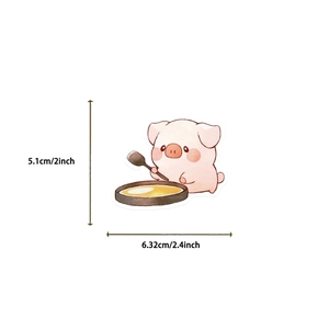 Détail de l'autocollant cochon mignon taille 5,1cm par 6,32cm pour déco et laptop