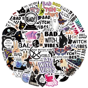 50pcs waterproof Bad Witch Vibes stickers for guitar laptop luggage DIY decoration