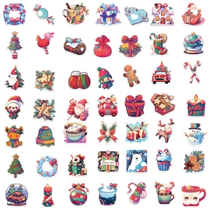 Set of 50 waterproof Christmas stickers for DIY guitar and laptop party decoration