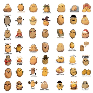 50pcs funny anthropomorphic potato stickers for laptop guitar and waterproof DIY luggage