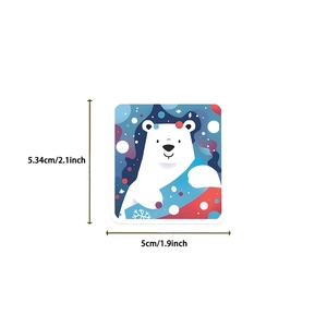 Detail showing specific dimensions of waterproof Christmas polar bear sticker decals