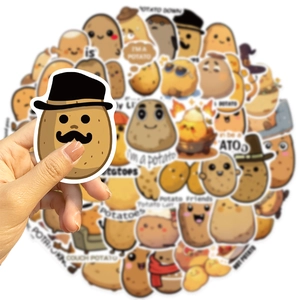 50 funny potato stickers set for DIY laptops, guitars, and luggage waterproof decals