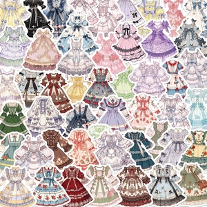Autocollants de Robe Lolita Décalcomanies en Vinyle PVC Imperméables Pour Ordinateur Portable Valise Guitare Autocollants Décoratifs DIY Pour Filles Papeterie Kawaii