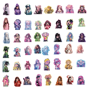 Set of 50 waterproof colorful anime girl graffiti stickers for laptop and guitar