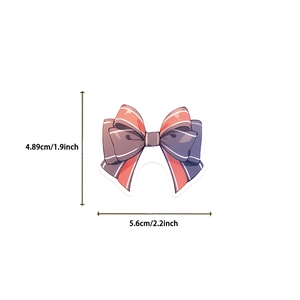 Detailed size specifications for waterproof striped bow sticker showing 5.6cm width