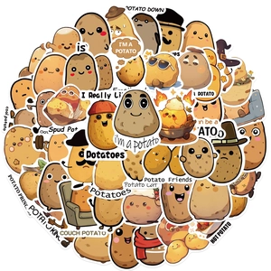 Set of 50 fun cartoon potato stickers for laptop and guitar DIY waterproof decals