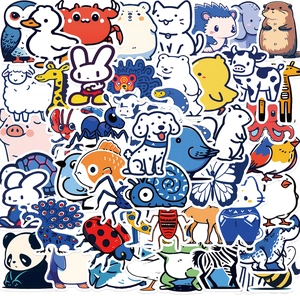 Cute Cartoon Blue Animal Stickers Waterproof PVC Vinyl Decal For Laptop Guitar Luggage DIY Scrapbooking Stationery Stickers