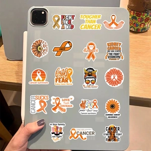 Waterproof Leukemia Awareness orange ribbon stickers applied on a tablet back case