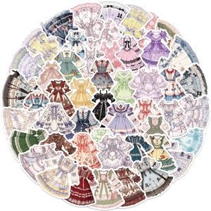 50 autocollants imperméables de robe Lolita pour ordinateurs et décoration DIY
