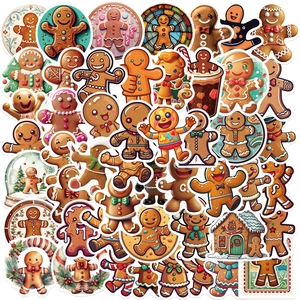 Cartoon Christmas Gingerbread Man PVC Stickers Waterproof DIY Decorative Decals For Laptop Guitar Luggage Phone Case Gifts