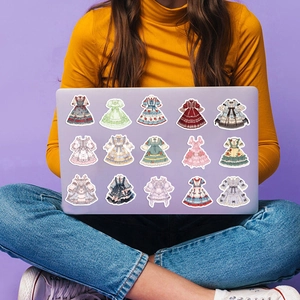 50 autocollants imperméables de style Lolita sur la surface d'un ordinateur violet