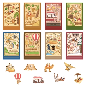 Set of 8 cute cartoon animal travel stickers for DIY journals and phone cases