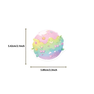 Vue détaillée des dimensions d'autocollants cartoon macaron pour ordinateurs