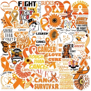 Leukemia Cancer Awareness Orange Ribbon Sunflower Waterproof Vinyl Decals For Laptop Luggage DIY Stationery Decoration