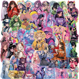 Anime Girl Stickers Waterproof PVC Decals For Laptop Guitar Luggage DIY Decorative Aesthetic Cartoon Character Stickers For Teens Girls