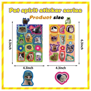 Colorful funny cat meme sticker sheets for DIY journaling and phone case decoration