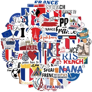 Lot de 50 autocollants de graffiti français bleu blanc rouge pour ordi et bagages