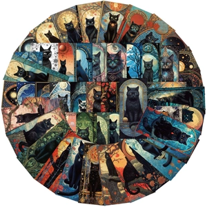 60 adesivi di gatti neri stile tarot e celeste per decorazione laptop e valigie fai da te