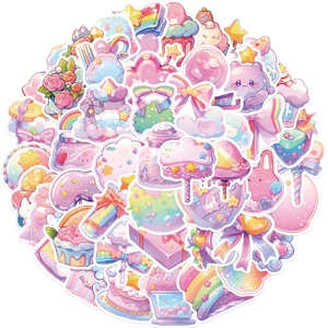 50 pièces d'autocollants de bonbons de dessin animé étanches en PVC pour ordinateurs et valises