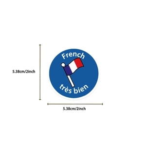 Détail d'un autocollant drapeau français de 2 pouces avec texte très bien pour valise