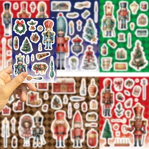 Nutcracker Christmas stickers in watercolor style for DIY scrapbooking and decor
